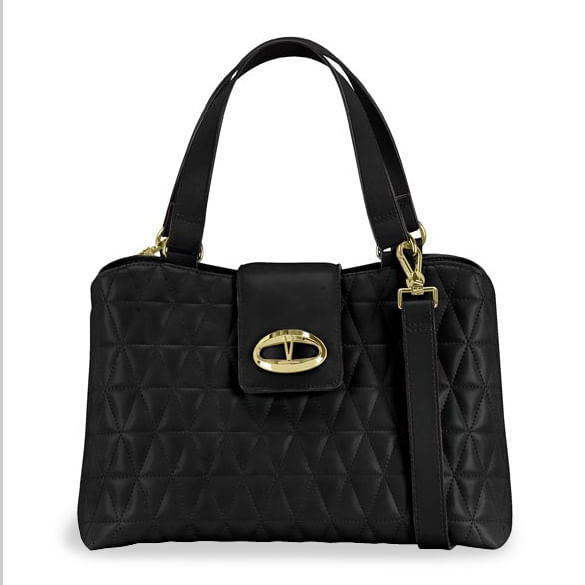 Bolsa tiracolo Vizzano feminina preta em material sintético com acabamento matelassê, vista frontal